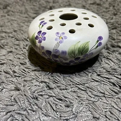 Buy Vintage Radford Pottery Posy Bowl. Purple Flowers Hand Painted. • 2.99£