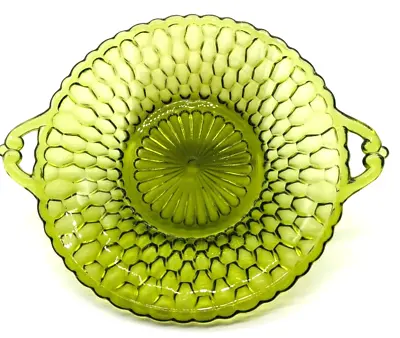 Buy Green Glass Dish Indiana Avocado Honeycomb With Handles • 17.41£