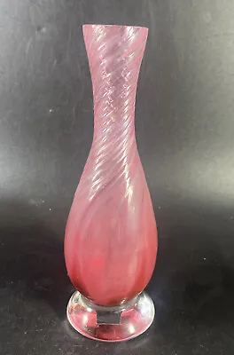 Buy VINTAGE LANGHAM ART GLASS VASE. Beautiful Pink Footed Bud Vase • 11.20£