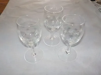 Buy 3 X Art Deco Sherry Glasses Hand Engraved Stars & Discs Pattern  (A/C9) • 14.99£