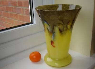 Buy Vasart Strathearn Quality Vintage Art Glass Yellow Vase Made In Crieff Scotland • 85£