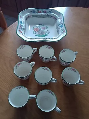 Buy Antique Copeland Spode Chinese Rose Small Cup X 8 And Tureen (no Lid) Circa 1915 • 10£