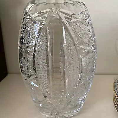 Buy Heavy Bohemian Style Lead Crystal Unusual Vintage Oval Vase  • 9.99£