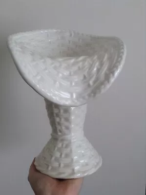 Buy Rare Art Deco SylvaC ‘Wyka’ White Wicker Folded Basket Pattern Flower Vase 2997 • 22£