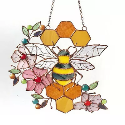 Buy Stained Glass Suncatcher Bee Window Panel Home Hanging Decorations Ornaments** • 9.99£