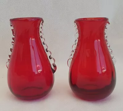 Buy A Pair Of Whitefriars Red Art Glass Vase • 32£