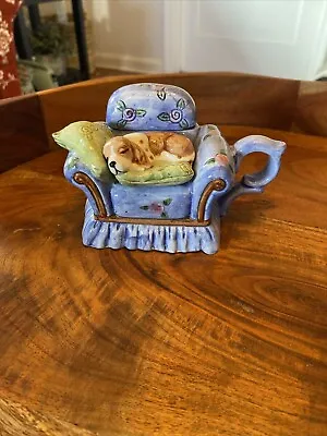 Buy Vintage Mini Teapot Sleeping Dog On Couch World Bazaars, Inc. Collectable • 12.46£