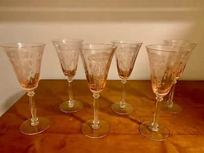 Buy Set Of 6 Plus 2 Free Antique Pink Crystal Tiffin-Franciscan  Water Goblets • 385.68£