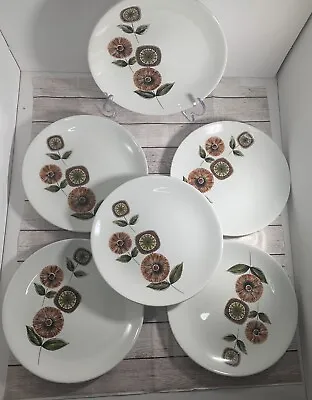 Buy Retro Johnson Brothers Snowhite 6 X Side / Cake Plates - Scandi Inspired Flower • 19.95£