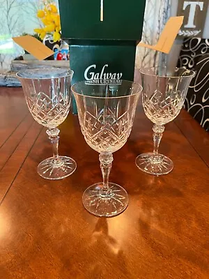 Buy (3)NEW Galway Irish Crystal Abbey Goblet Wine Glasses 7 3/4  • 56.78£