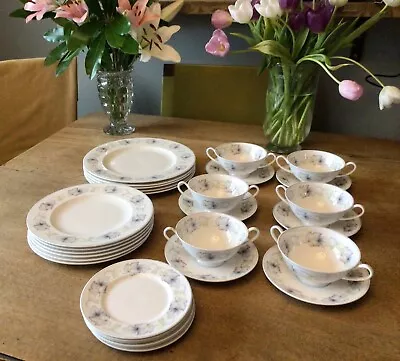 Buy Vintage Fine Bone China Shelley Sycamore Dinner Set With Cream Soup Bowls/ • 74.49£