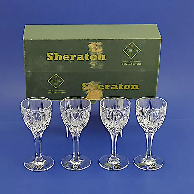 Buy Four Bohemia Crystal Sheraton Sherry/Port Glasses - 13.75cm/5.4  High BOXED • 9.99£