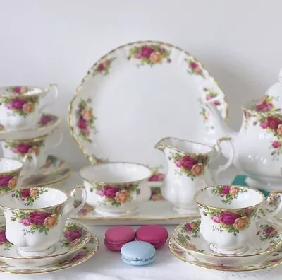 Buy Royal Albert Old Country Roses 22 Piece Tea Set With Large Teapot, First Quality • 175£