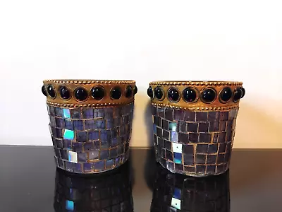 Buy Partylite Eyecatching Mosaic Glass Candle Votive Holders PAIR FAST DISPATCH • 8.50£