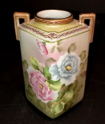 Buy Antique Nippon Hand Painted Roses & Moriage Vase Coronation Ware 1891-1921 • 66.22£