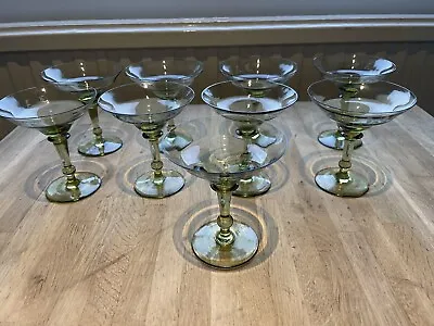 Buy Edwardian 9 Cocktail/champagne Glasses Olive Green Monogrammed JAG • 75£
