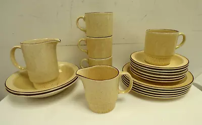 Buy Poole Pottery Tea Breakfast Set X19 Brown / Yellow England Cup & Saucer Milk Jug • 12.99£