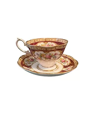 Buy Royal Albert Footed Cup & Saucer Lady Hamilton Malvern Shape Gold 1960's-1970's • 47.95£
