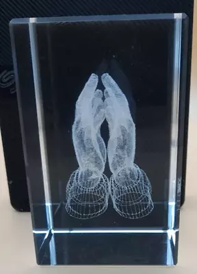 Buy Praying Hands Paperweight (469) 3D Laser Etched Crystal Glass Cube • 8£