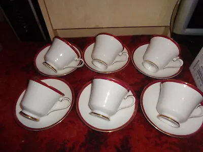 Buy * Mintons / Doulton  Saturn  Red 12 Pc Set 6 Tea Cups And Saucers  Free Uk Post • 34.99£