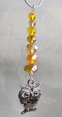 Buy Handmade Suncatcher Window/Plant Pot Owl Crystal Glass Beads • 4.45£