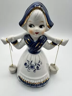 Buy Vintage 5  Milkmaid Dutch Girl Figurine Carrying Milk/Bell Buckets, Excellent. • 13.45£