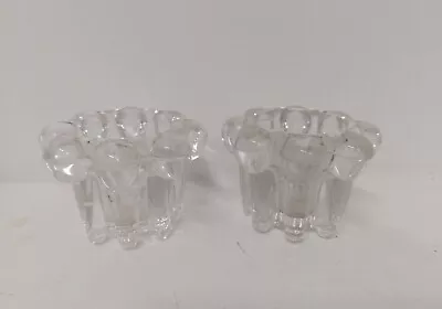 Buy Vintage Retro Pair (2) Reims France Clear Glass Tea Light Candle Stick Holders • 1.99£