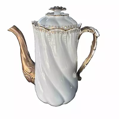 Buy Vintage Alfred Lanternier Limoges Porcelain Hand Painted TeaPot, Gold France • 240.08£