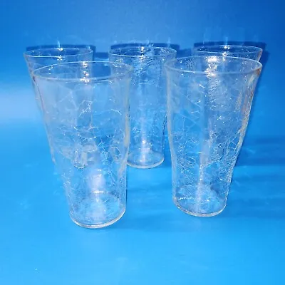 Buy Vintage Blenko Or Pilgrim Crackle Glass Tumblers. Finished Pontil  - Set Of 5 • 71.11£