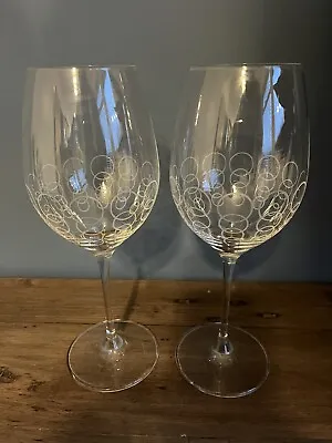 Buy Dartington Crystal Unusual Circles Hoops Pattern Wine Glasses 450Ml X2 • 8£