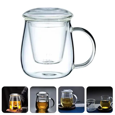 Buy Glass Tea Infusion Cup With Handle And Lid - 500ml Loose Tea Strainer Mug • 16.84£