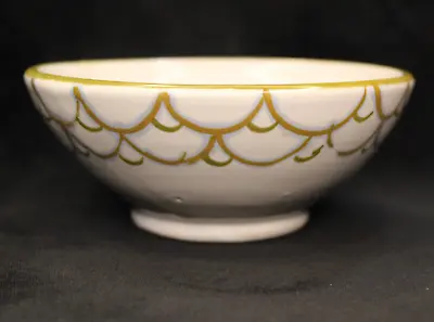 Buy Vintage Bowl Hand Painted TIL Italy Bitossi Scalloped Edge Design Beige Aqua • 9.49£
