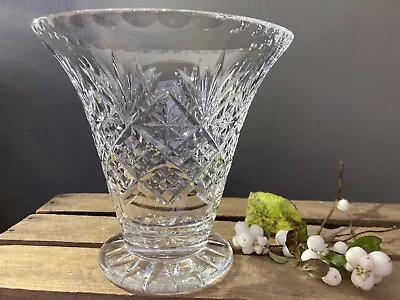 Buy Vintage Heavy Cut Glass Vase Footed • 13£