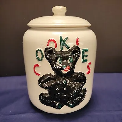Buy Old Vintage 1930s Stoneware Cookie Jar With Black Bear And  Cookie  Image 9.5  • 80.61£