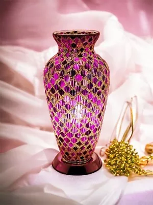 Buy Mosaic Glass Vase Lamp Modern New Pink Tile Lighting Home Living Stylish   79PLT • 49.99£