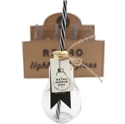 Buy Set Of 4 RETRO Glass Light Bulb Shaped Novelty Drinking Whiskey Glasses Party • 8£