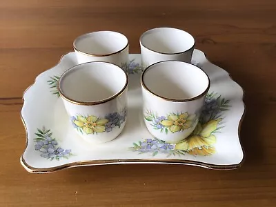 Buy Vintage Royal Winton Breakfast Set / 4 X Egg Cup Tray - Floral Pattern Daffodils • 15.99£