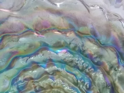 Buy Akcam Turkish Art Glass Iridescent Oyster Shell Platter Bowl Purple Green Blue • 19.21£