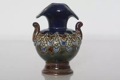 Buy Antique Doulton Lambeth Miniature Vase - Stylised Floral Decoration - C.1895 • 75£