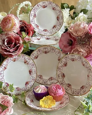 Buy Royal Albert Crown China Art Nouveau Tea Plates Roses; Swags X SIX Hand Painted • 22£