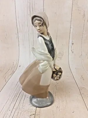 Buy Vintage Lladro Nao Lady With A Basket Of Fruit Figurine • 9.99£