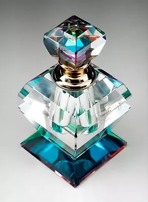 Buy Cut Glass Crystal Perfume Bottle, Griffe Montenapoleone Vetrerie Di Empoli Italy • 165£