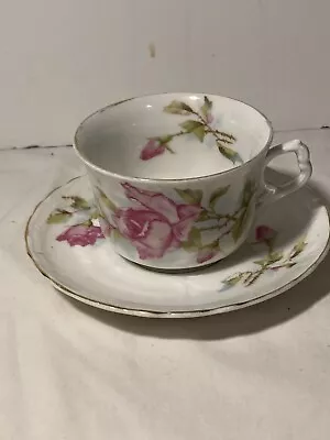 Buy Adderley Fine Bone China Tea Cup & Saucer Pink Blossom Rose Flower Gold Trim • 17.07£
