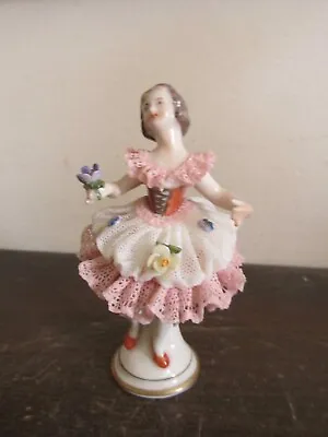 Buy Antique Volkstedt Germany Porcelain Dresden Lace Ballerina Small Figurine 4  • 19.21£