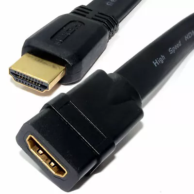 Buy FLAT HDMI High Speed Extension Cable Male Plug To Female Socket 0.5m/1m/2m/3m/5m • 3.74£