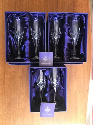 Buy Edinburgh Crystal Champagne Flutes X 6 Boxed In The Broughton Design • 55£