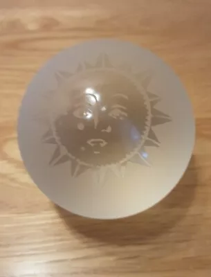 Buy Opaque Art Glass Spherical Paperweight Etched Sun • 5£