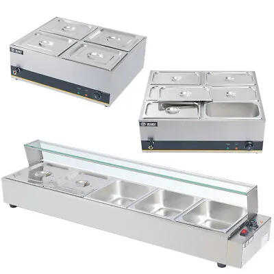 Buy Commercial Food Warmer Stainless Steel Bain Marie Buffet Server Hot Plate 4/6Pan • 189.95£