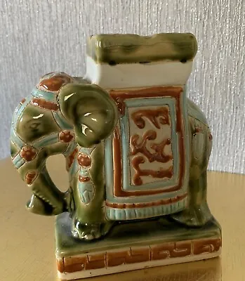 Buy Elephant Oriental Style Green Brown & Turquoise Pottery Small Perfect • 9.99£