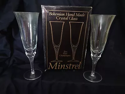 Buy Boxed Pair Of Vintage Bohemia Crystal Glass   Minstrel   Champagne Flutes. • 14£